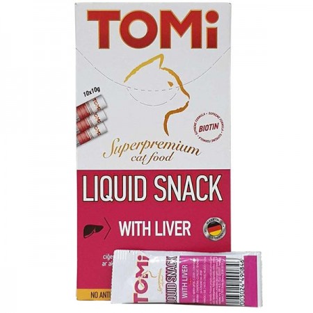 TOMi Liquid Snack Liver & Biotin ПЕЧІНКА з БІОТИНОМ рідкі смаколики для котів 10 г (490976)